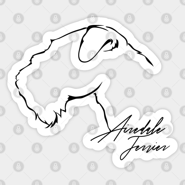 Airedale Terrier profile dog lover gift Sticker by wilsigns